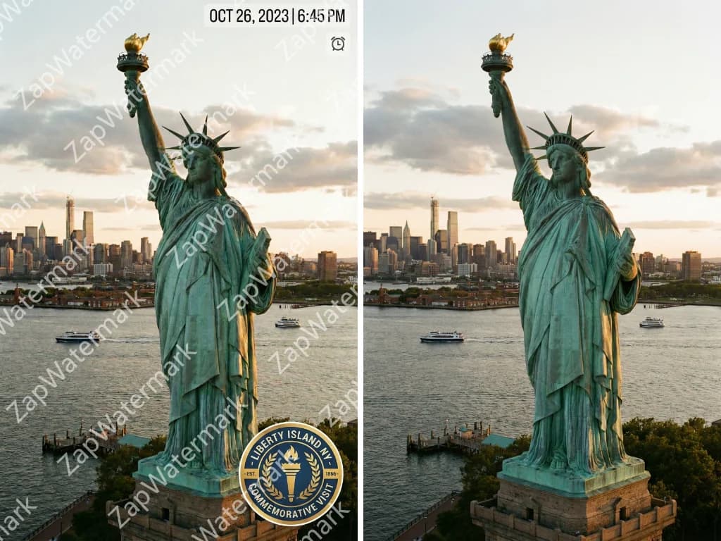 Statue of Liberty restored by ZapWatermark watermark remover.